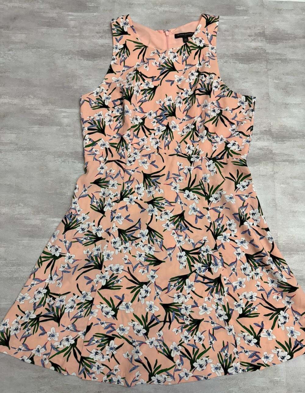 Banana Republic Peach Floral Sleeveless Fit & Flare Dress‎